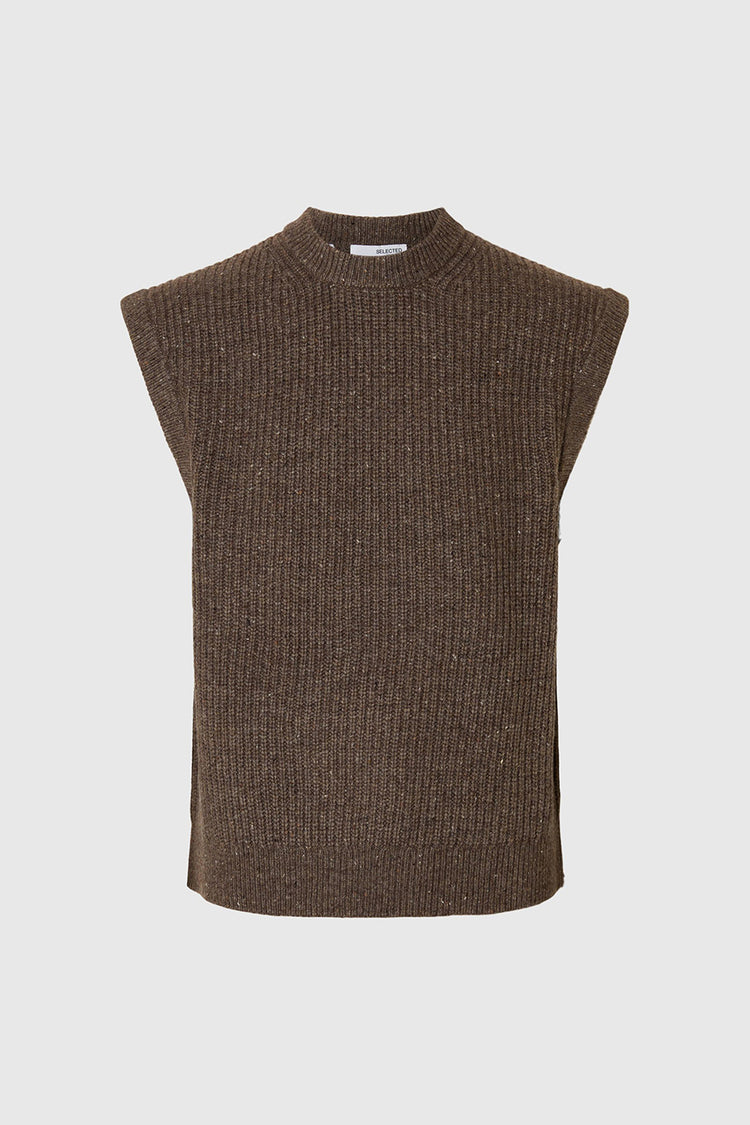 Selected Coffee Bean Land Knit Relaxed Vest 