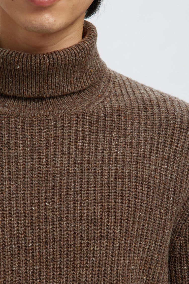 Selected Coffee Bean Land Knit Relaxed Roll Neck 