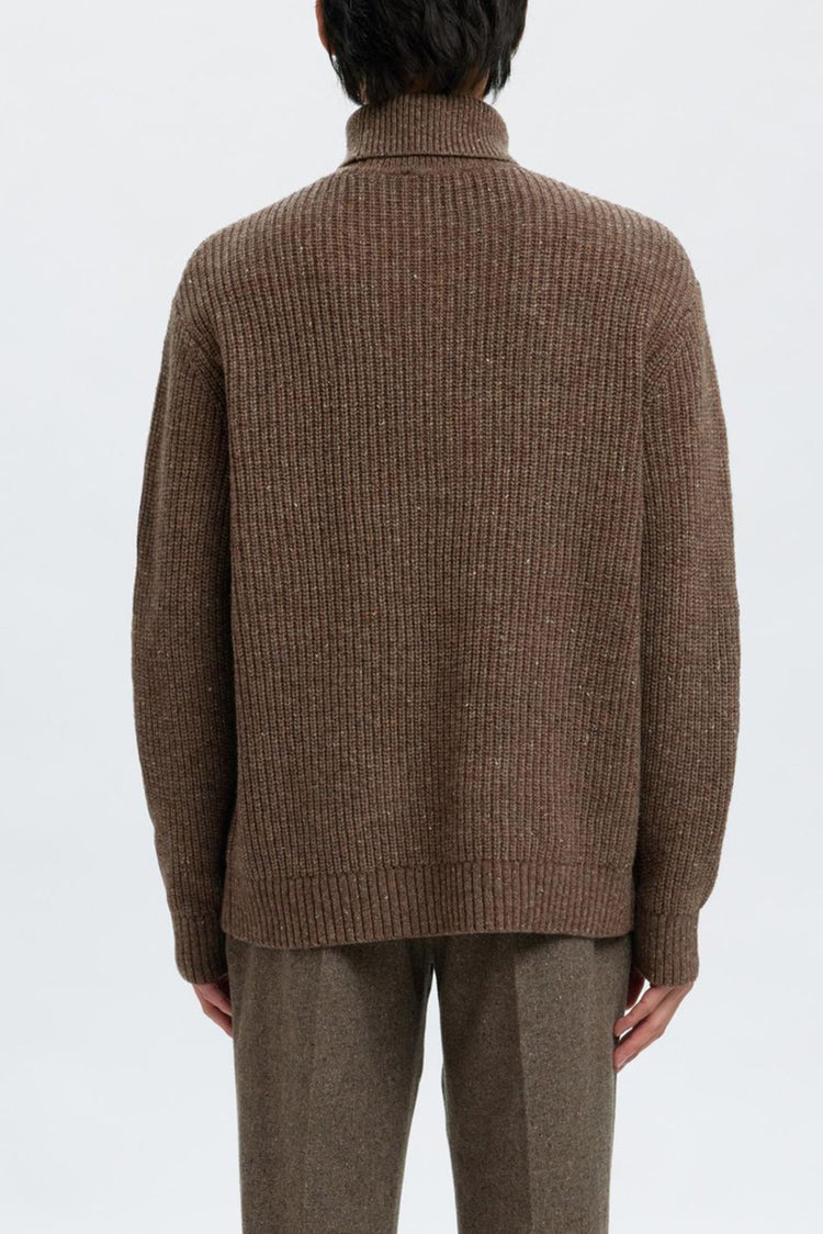 Selected Coffee Bean Land Knit Relaxed Roll Neck 