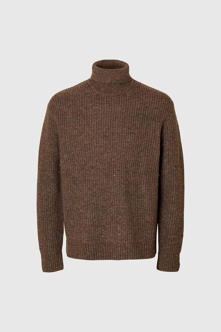 Selected Coffee Bean Land Knit Relaxed Roll Neck 