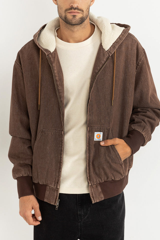 Rhythm Washed Brown Insulated Denim Work Jacket 
