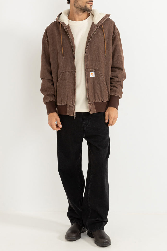 Rhythm Washed Brown Insulated Denim Work Jacket 