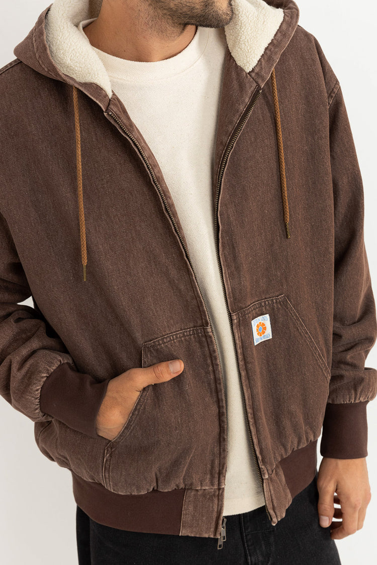 Rhythm Washed Brown Insulated Denim Work Jacket 