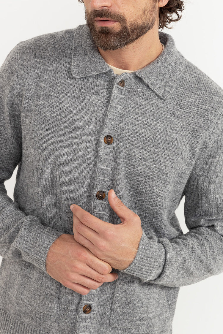 Rhythm Grey Mohair Whip Stitch Knit Cardigan 