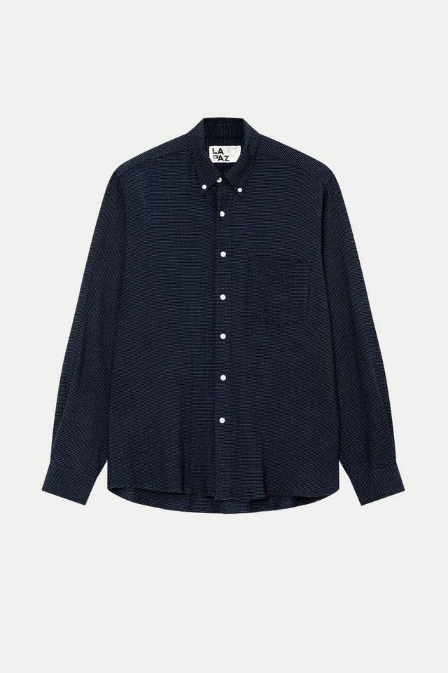 La Paz Black Yves Blue Stripes Bastos Shirt 