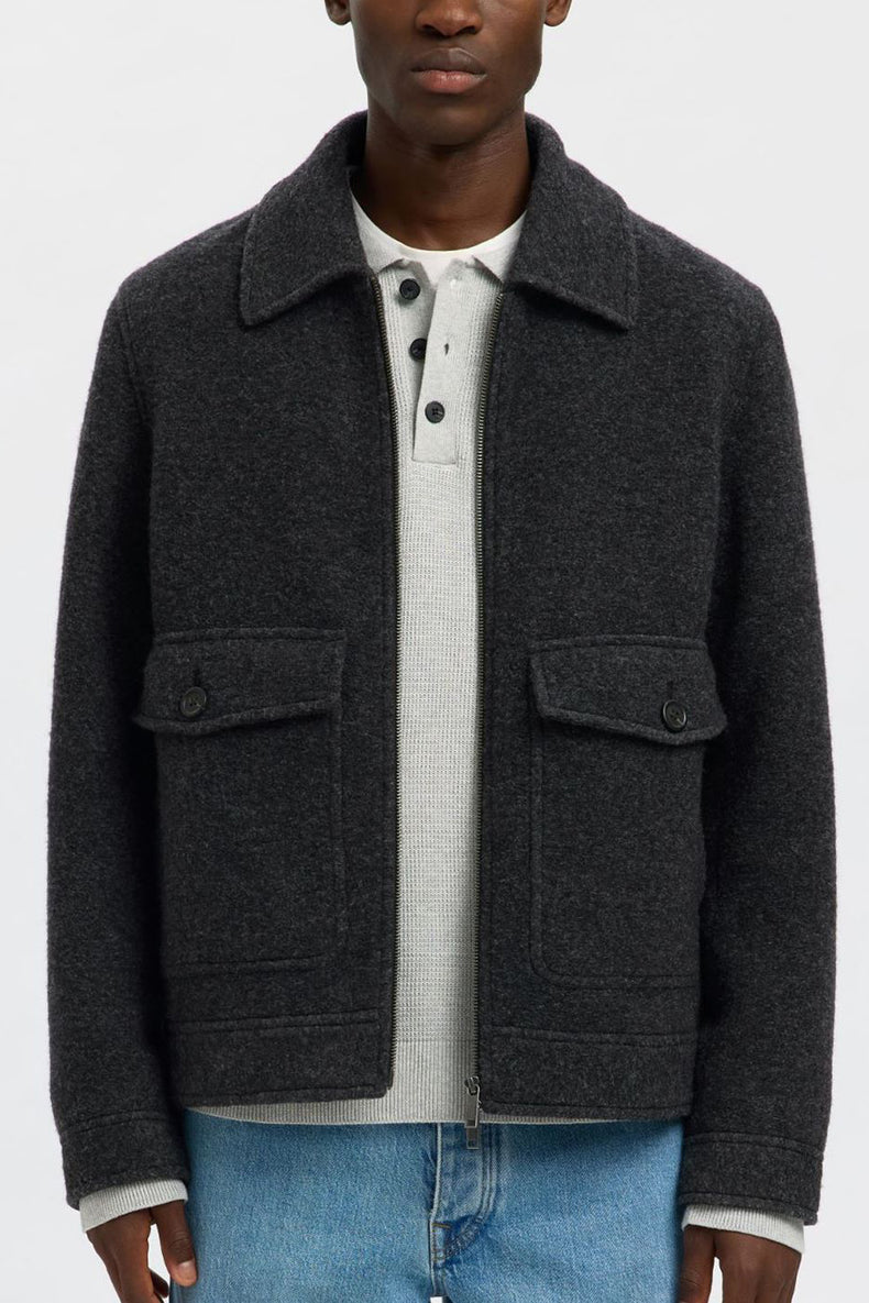 Selected Grey Melange Jakob Wool Blend Jacket 