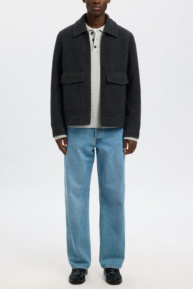 Selected Grey Melange Jakob Wool Blend Jacket 