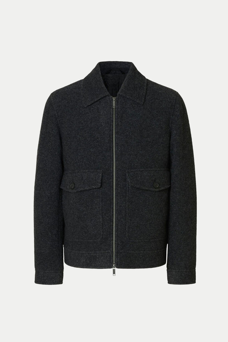 Selected Grey Melange Jakob Wool Blend Jacket 