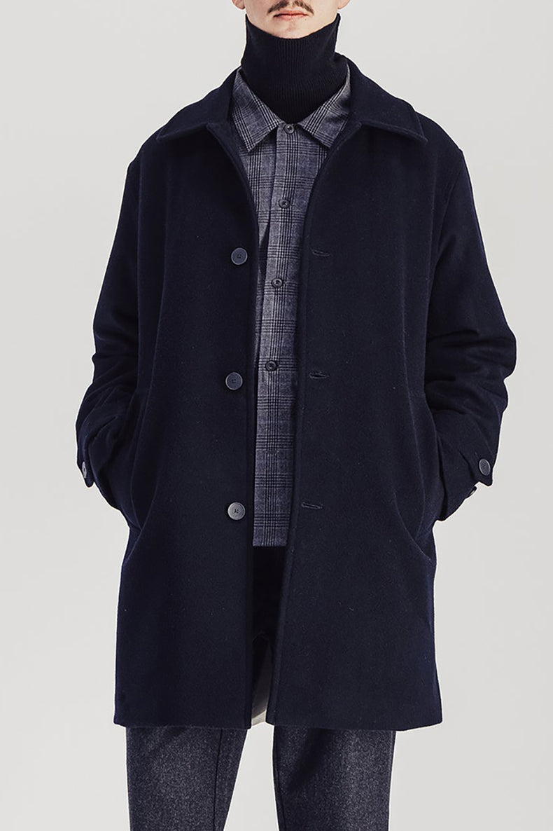 Parages Navy Caufield Wool Coat 