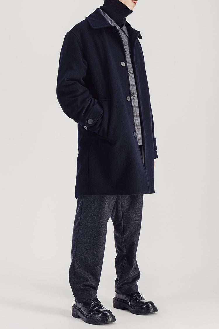 Parages Navy Caufield Wool Coat 