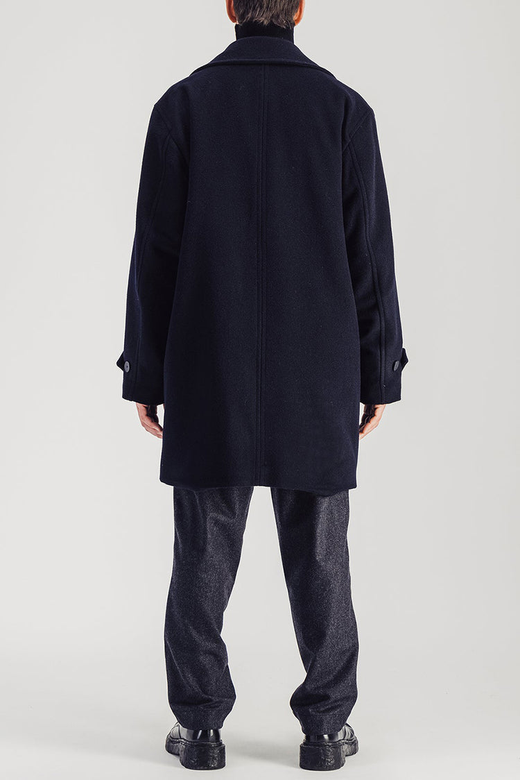 Parages Navy Caufield Wool Coat 