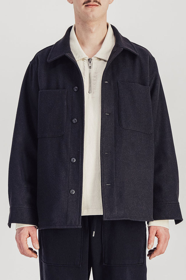 Parages Dark Grey Woody Wool Overshirt 
