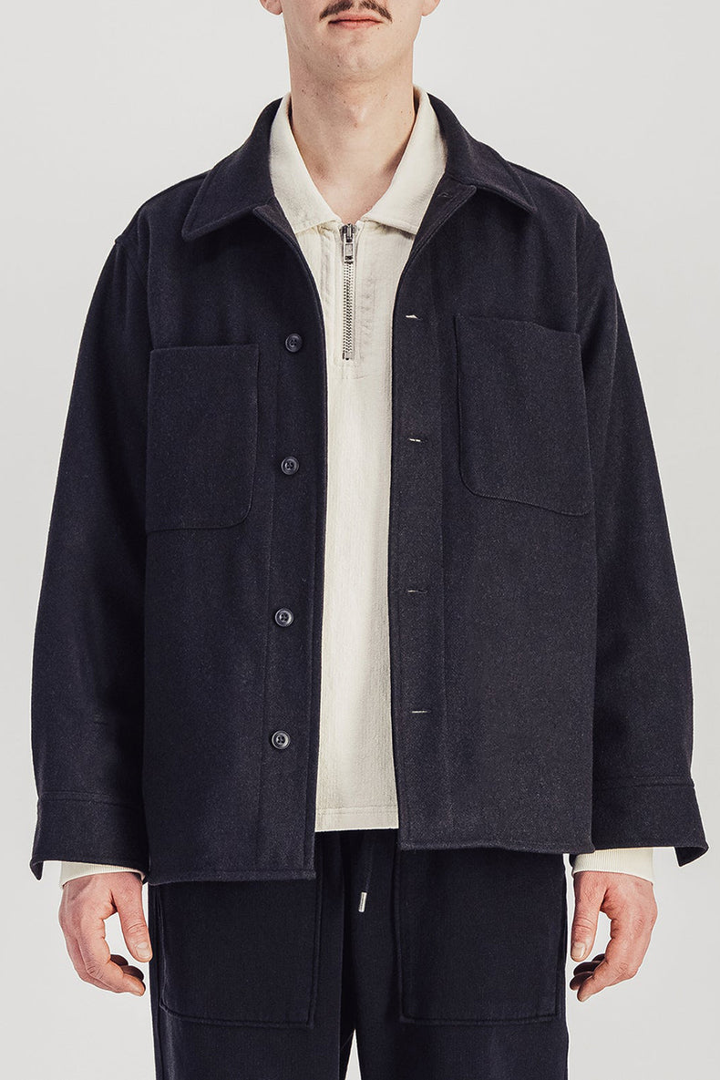 Parages Dark Grey Woody Wool Overshirt 