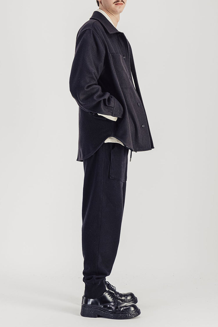 Parages Dark Grey Woody Wool Overshirt 
