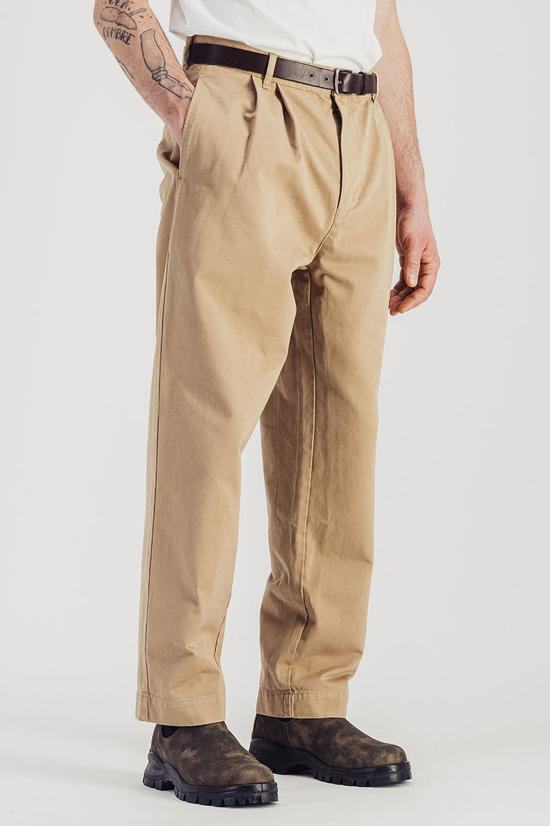 Parages Beige Double Pleats Twill Pants 