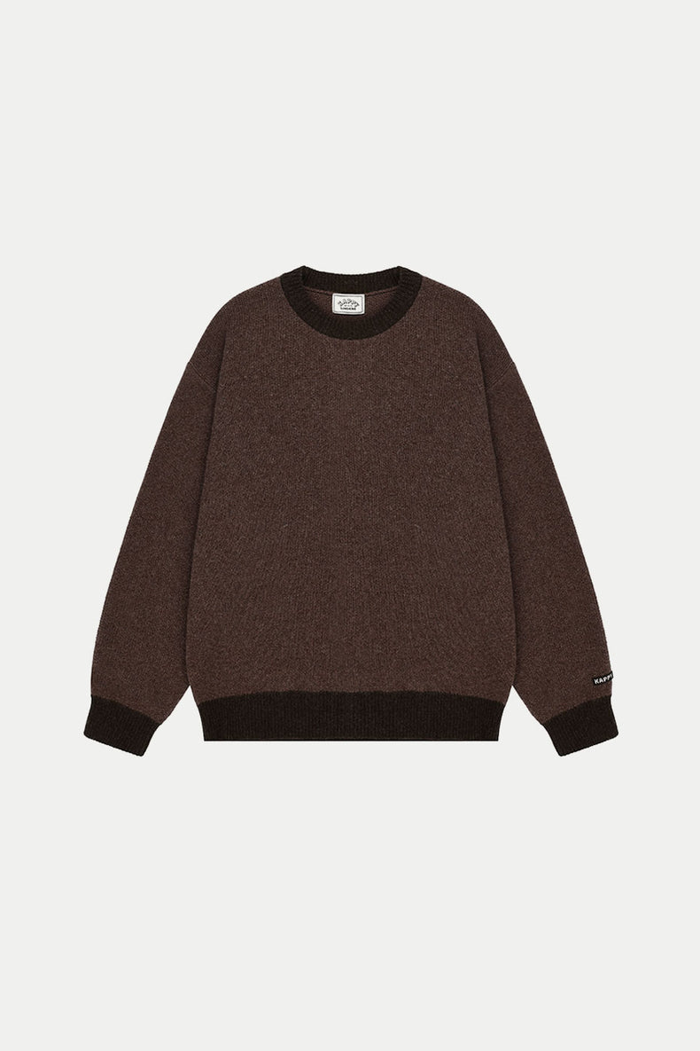 Brown Ringer Round Wool Knit