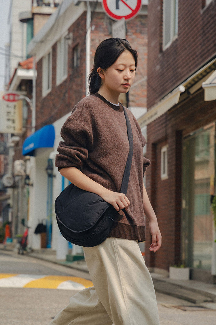 Brown Ringer Round Wool Knit