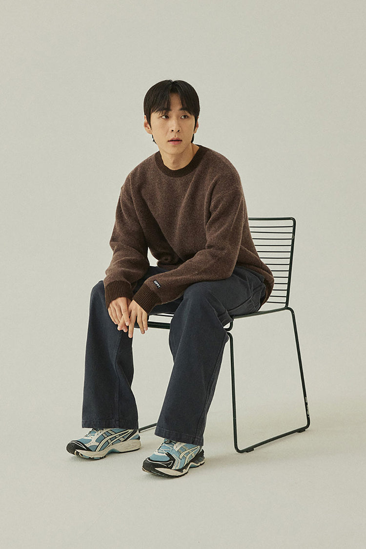 Brown Ringer Round Wool Knit