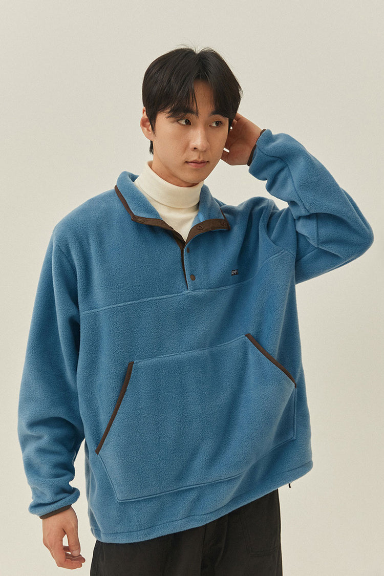 Sky Blue Fleece Button Anorak