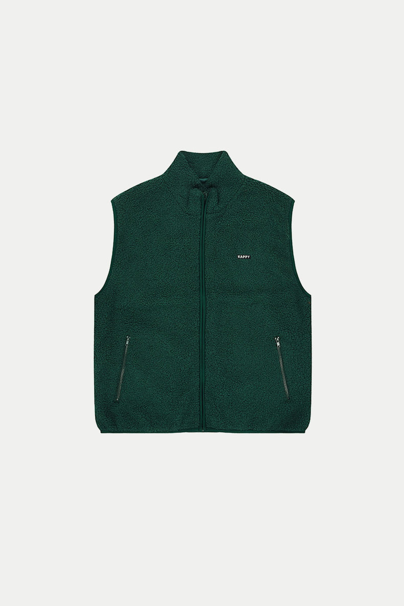 Deep Green Fleece Zipper Vest