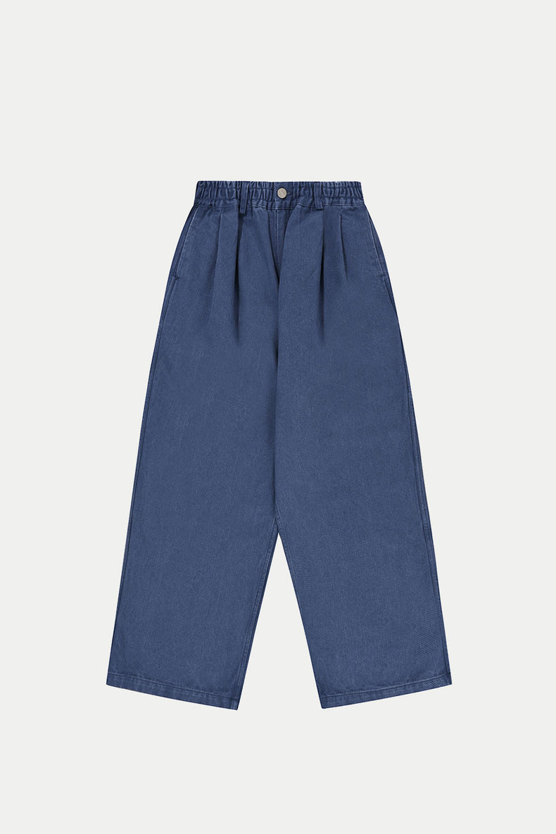 Blue Two Tuck Wide Katon Pants