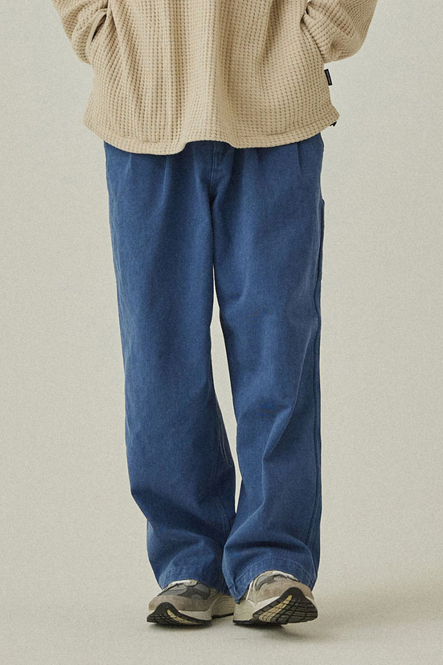 Blue Two Tuck Wide Katon Pants