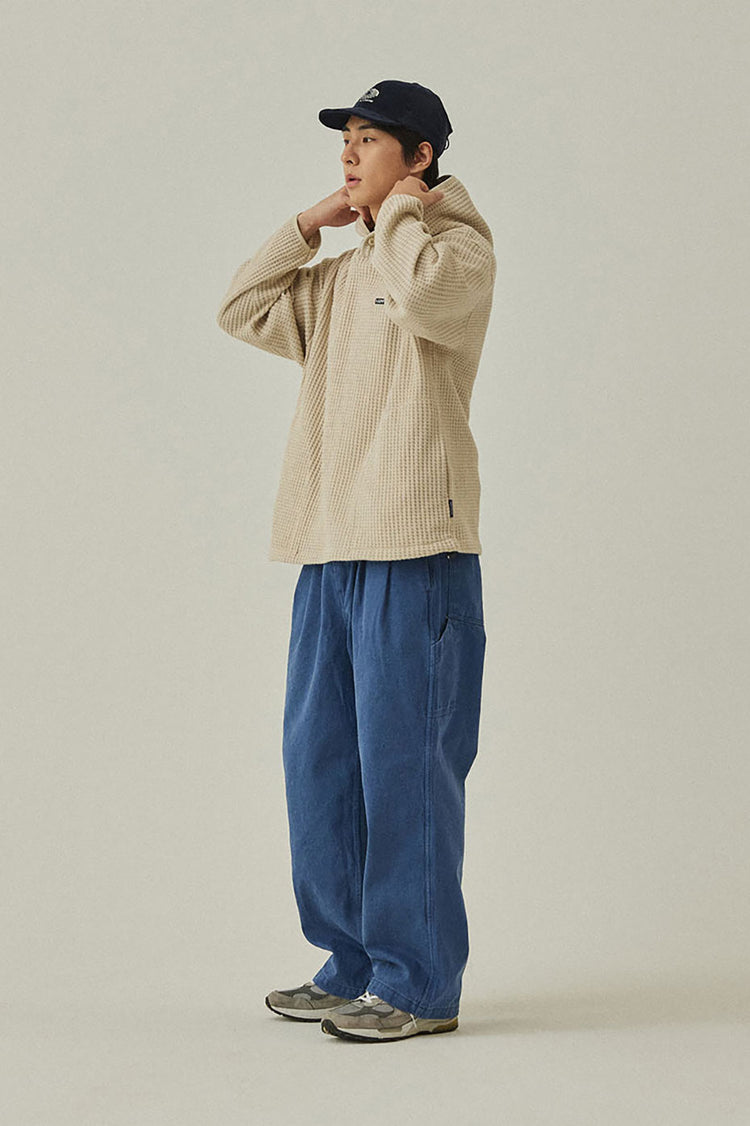 Blue Two Tuck Wide Katon Pants
