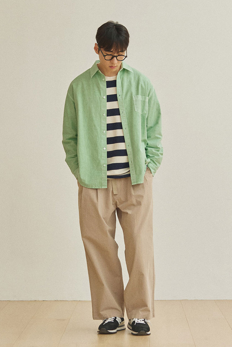 Beige Two Tuck Wide Pants
