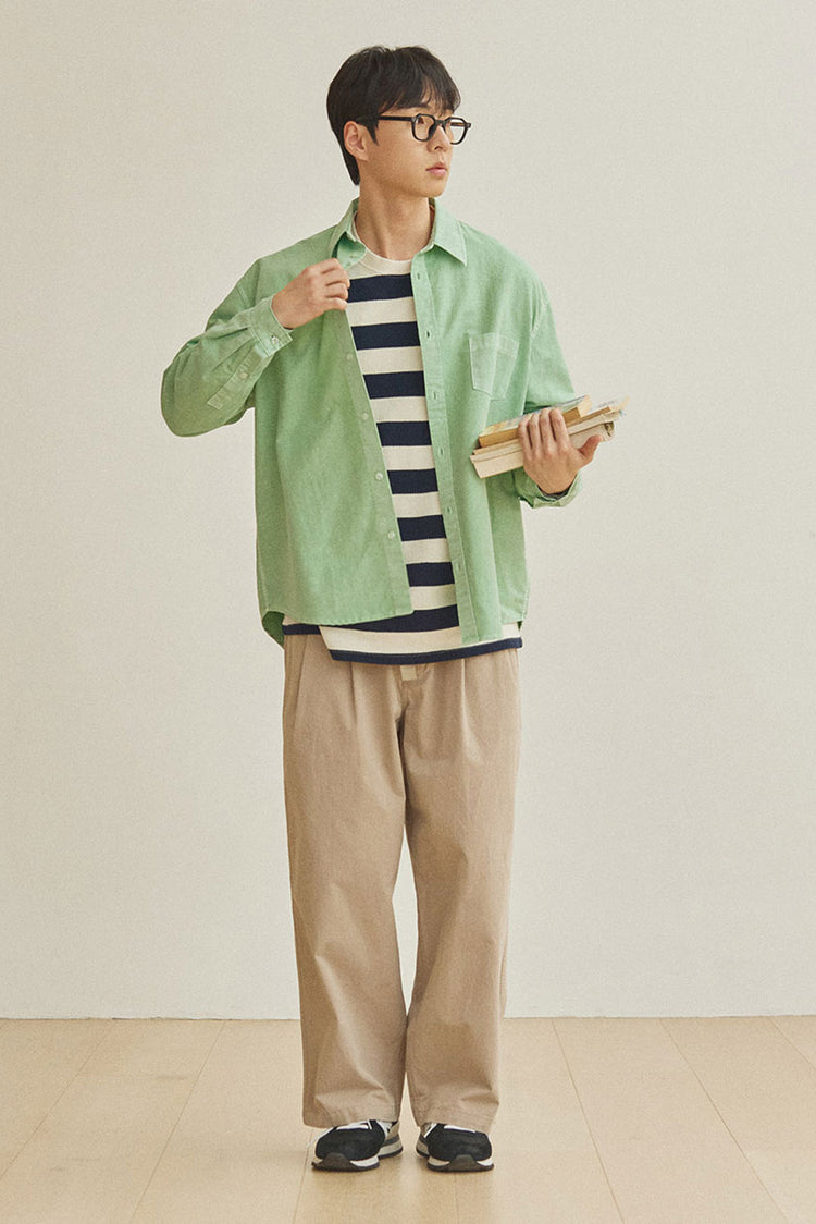 Beige Two Tuck Wide Pants