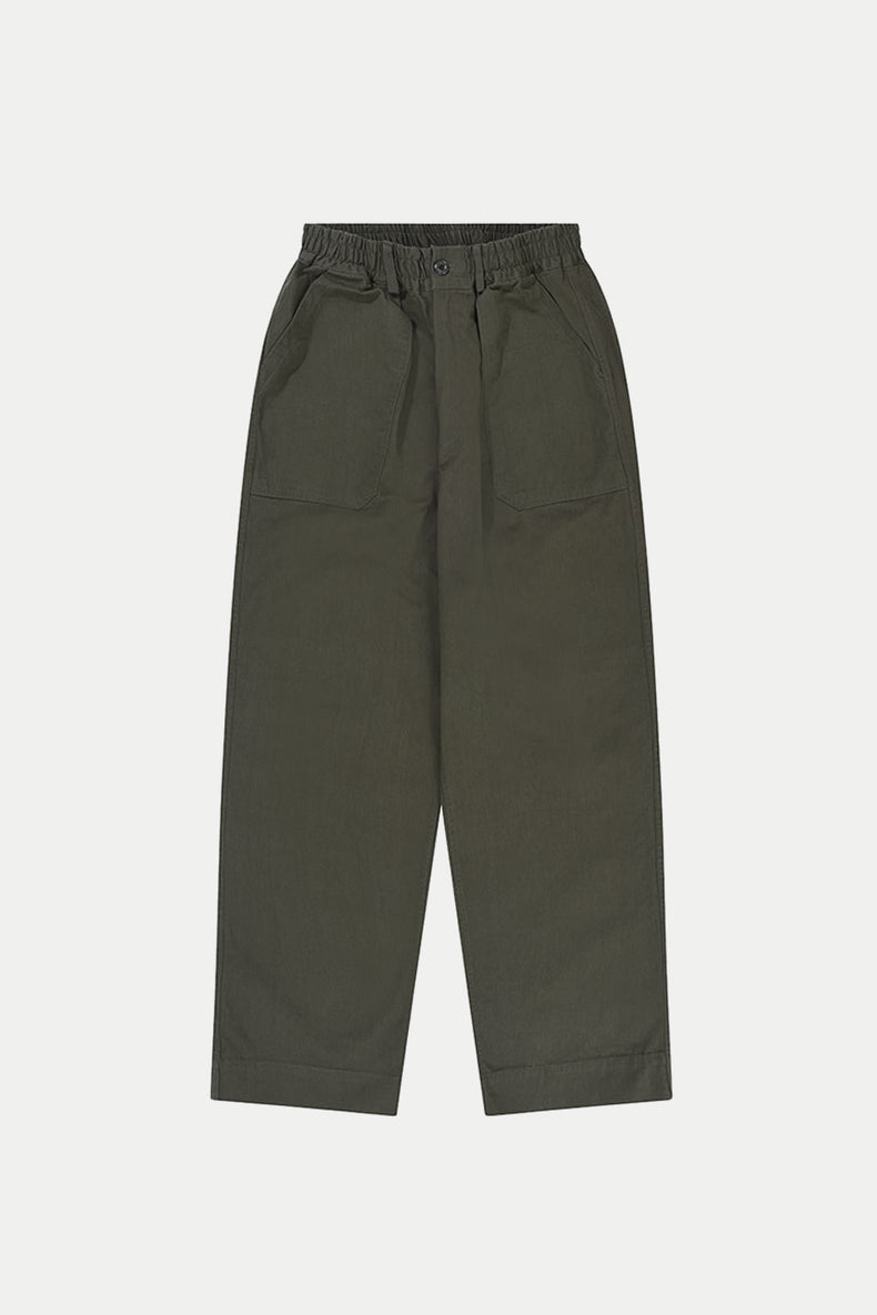 Khaki One Tuck Wide Fatigue Pants