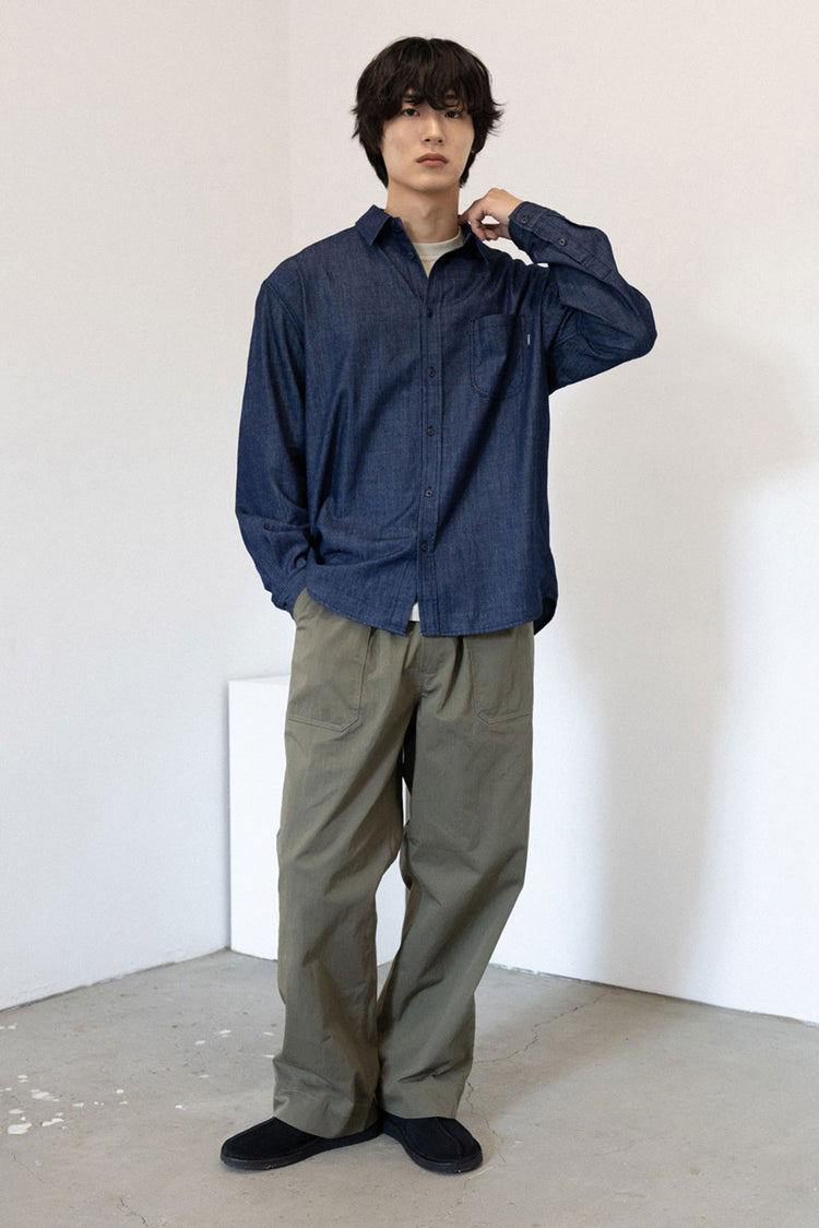 Khaki One Tuck Wide Fatigue Pants