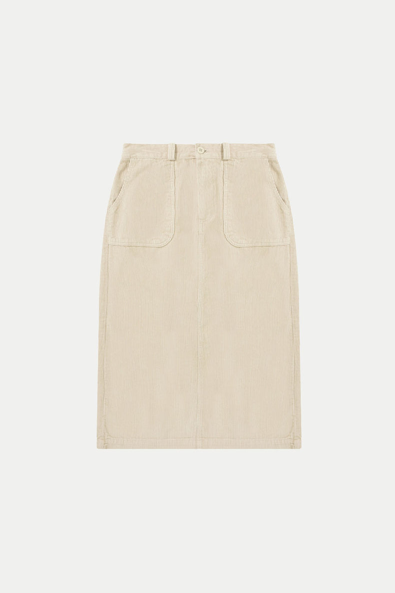 Cream Corduroy Fatigue Skirt