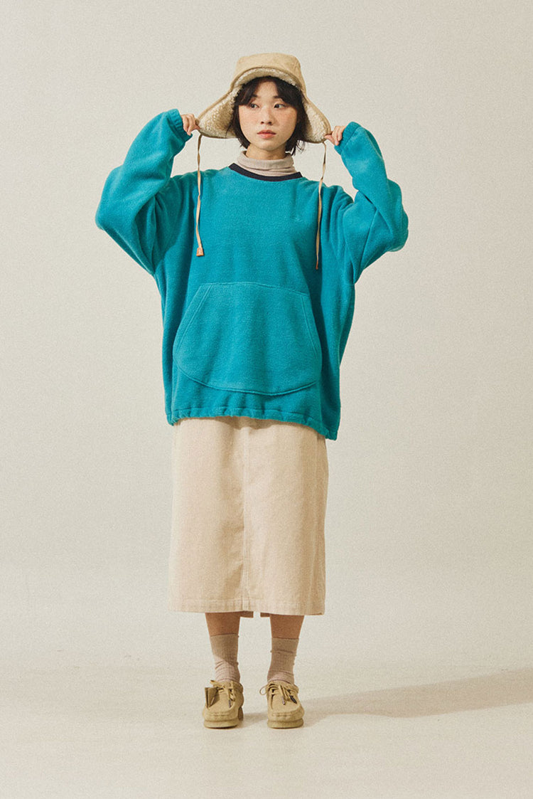 Cream Corduroy Fatigue Skirt