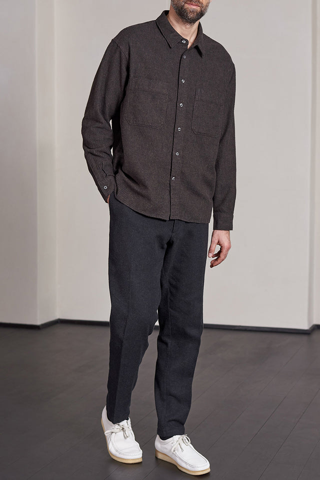 About Companions Striped Brown Eco Flannel Dario Shirt 