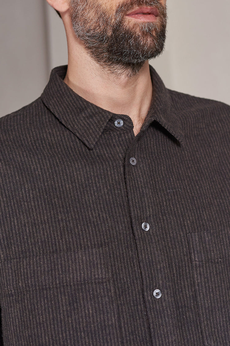 About Companions Striped Brown Eco Flannel Dario Shirt 