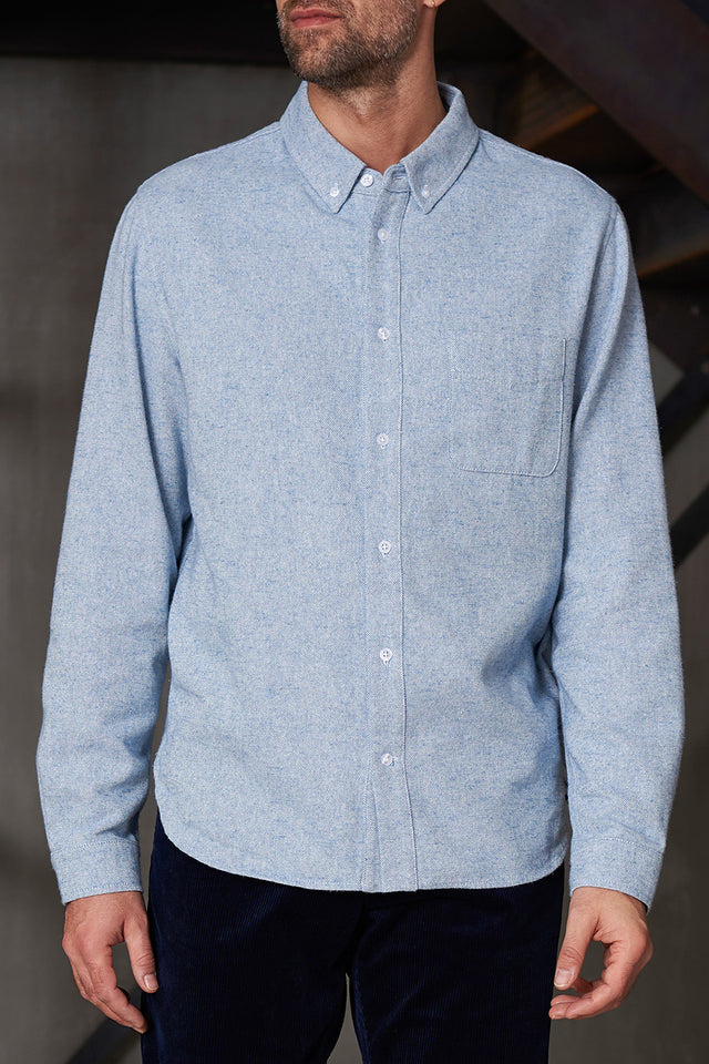 About Companions Mid Blue Eco Flannel Ken Shirt 