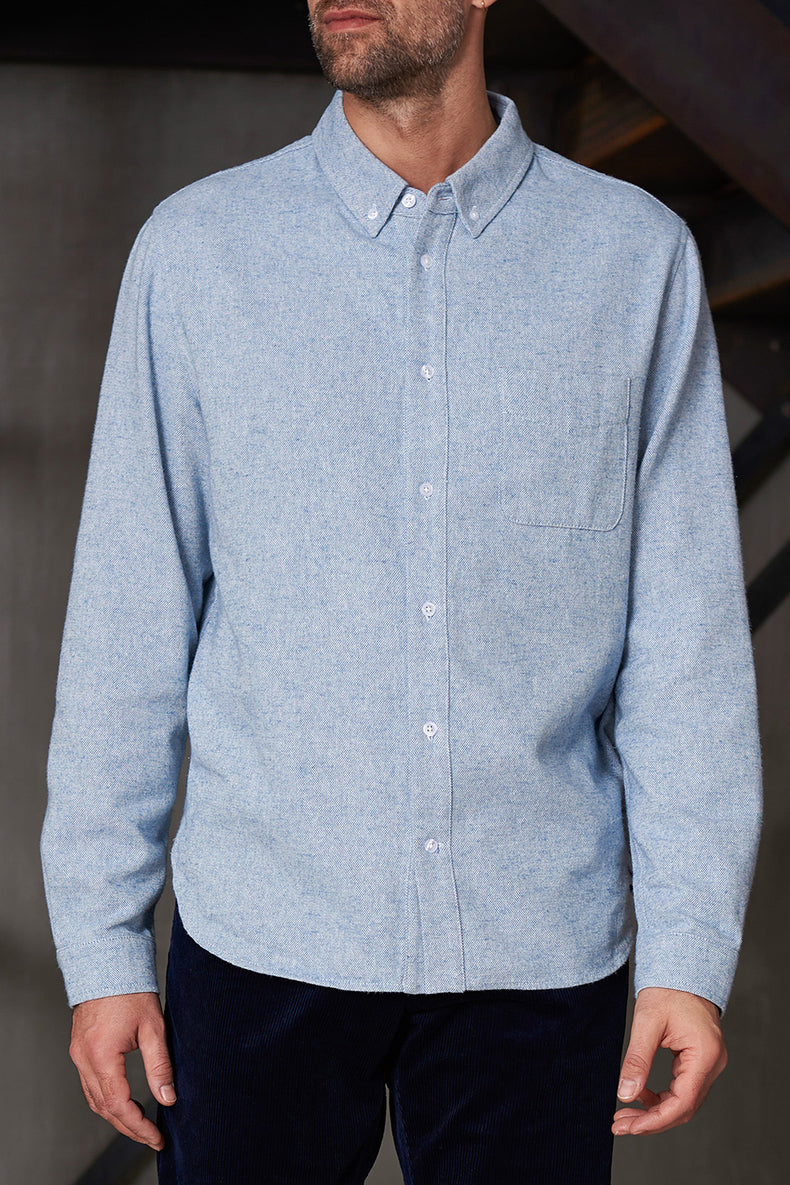 About Companions Mid Blue Eco Flannel Ken Shirt 