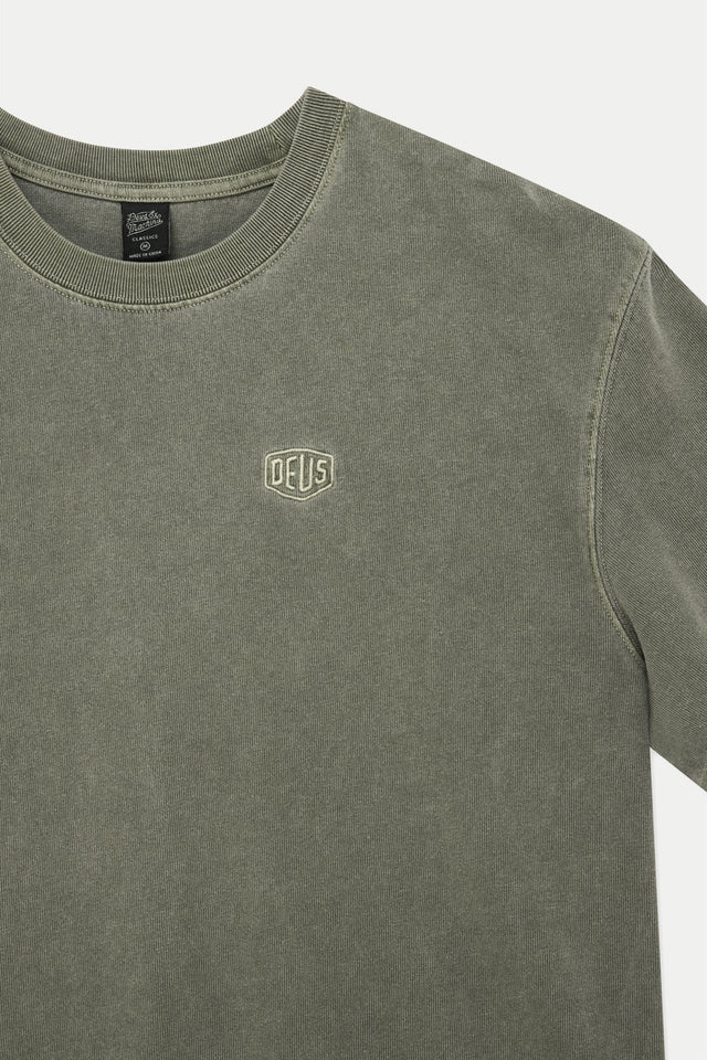 Deus Ex Machina Cypress Green Shield Garment Dye T-Shirt 