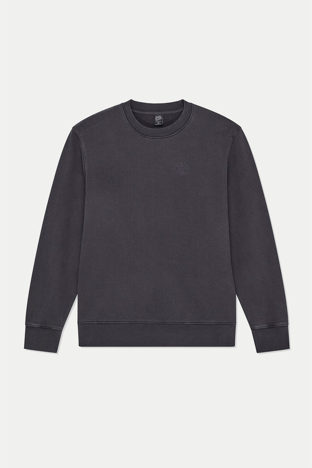 Deus Ex Machina Black Shield Garment Dye Crew 