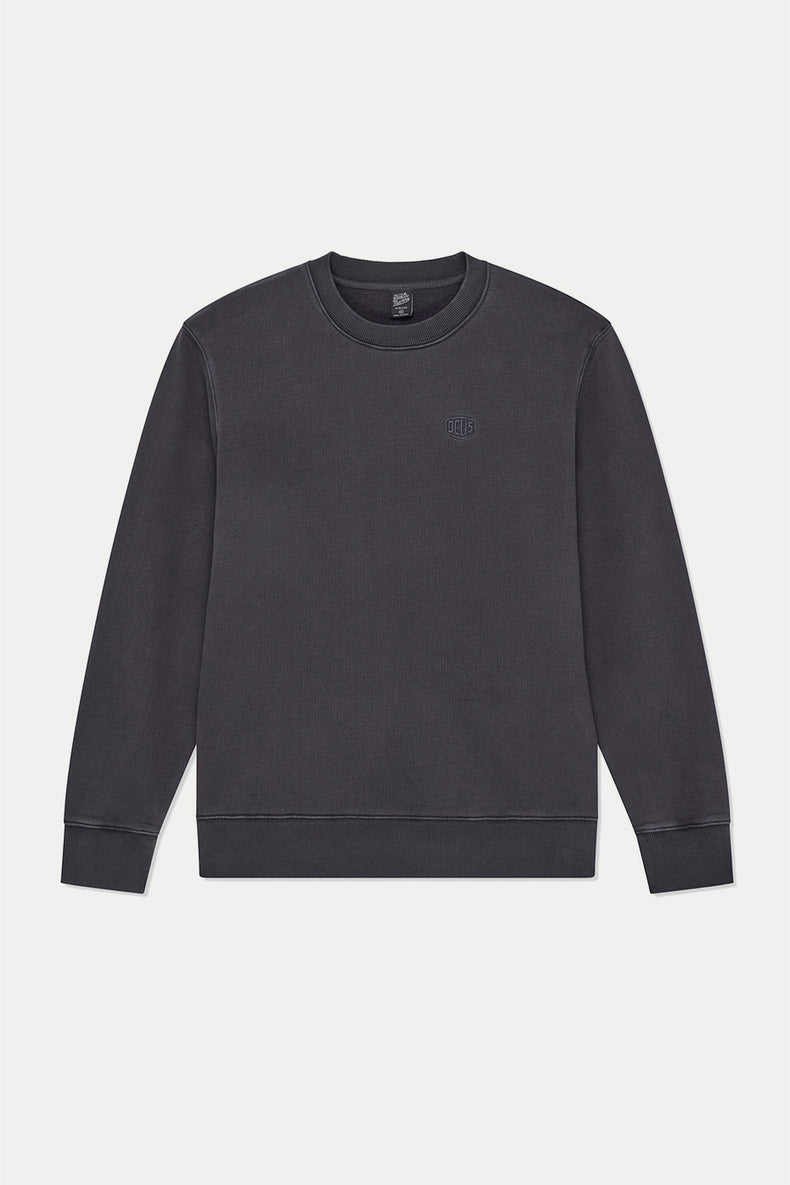 Deus Ex Machina Black Shield Garment Dye Crew 