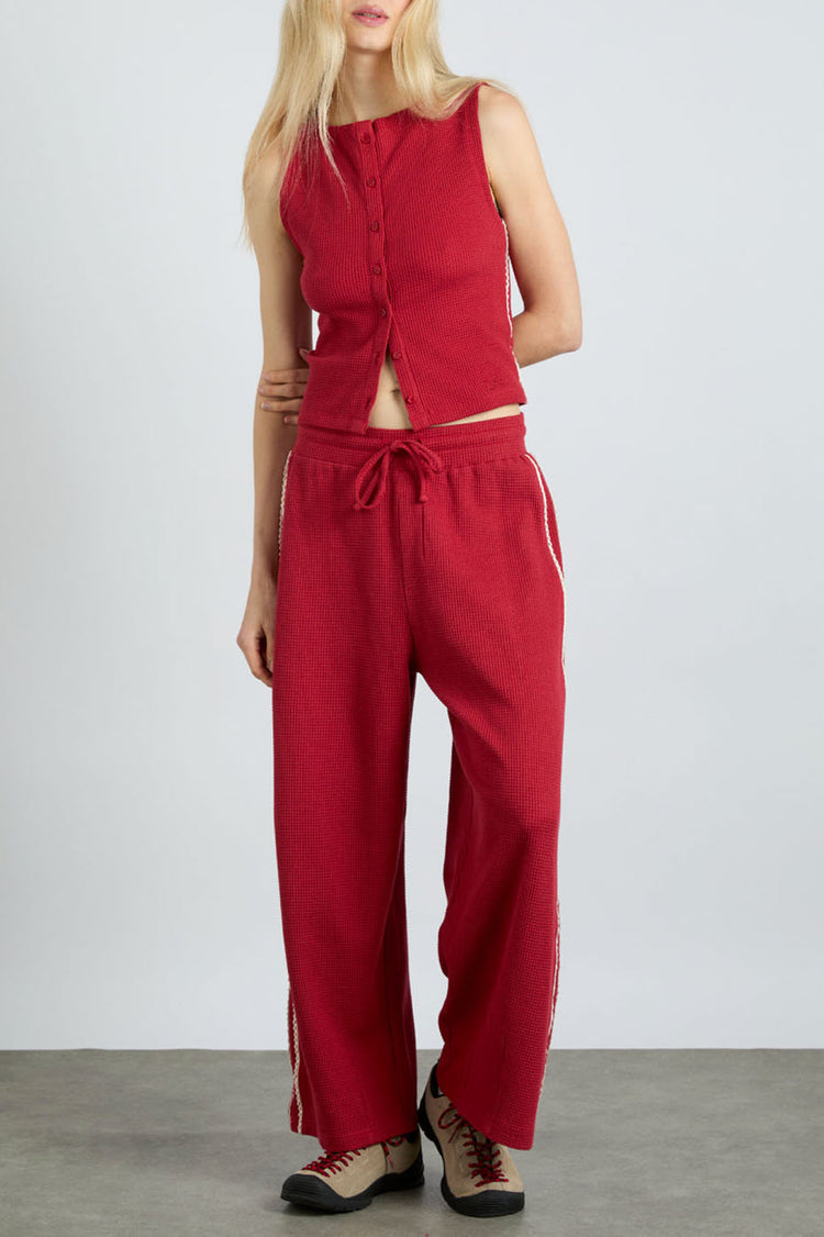 Red Piper Waffle Jogger