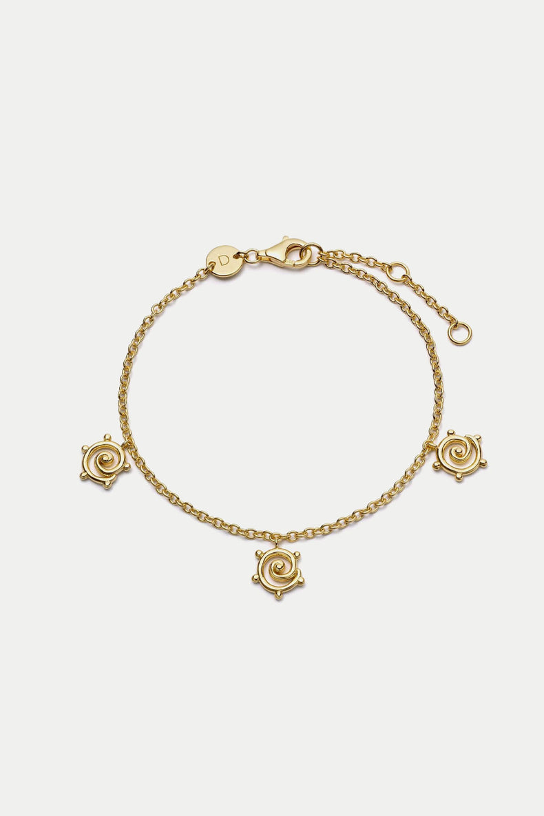 Daisy London Gold Plated Spiral Sun Drop Bracelet 