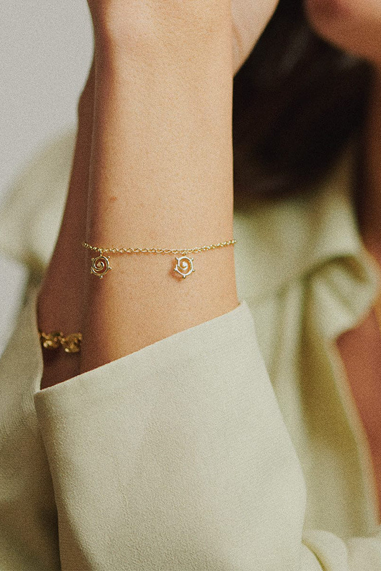 Daisy London Gold Plated Spiral Sun Drop Bracelet 