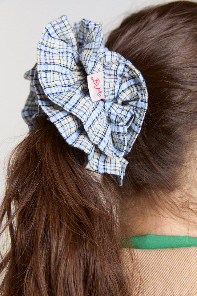 Damson Madder Cloudy Check Garter Scrunchie 