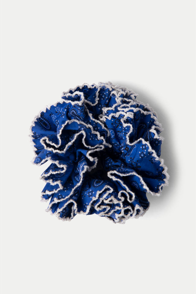 Damson Madder Blue Paisley Garter Scrunchie 