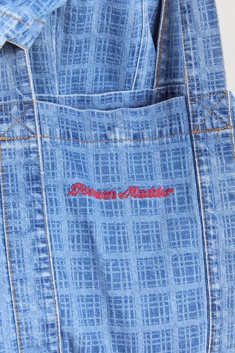 Damson Madder Blue Laser Check Denim Tote Bag 