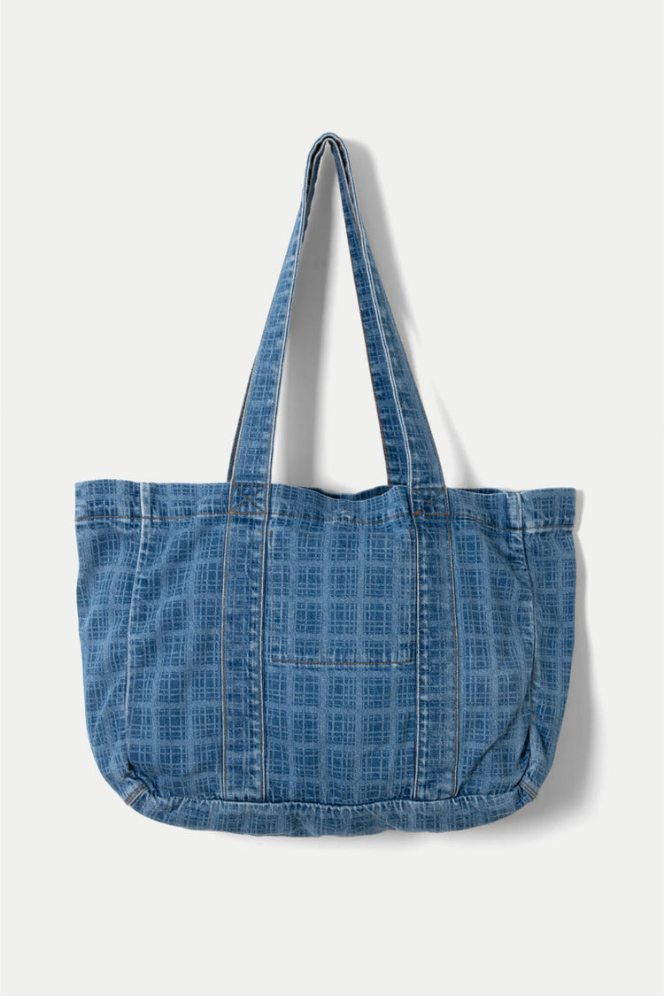 Damson Madder Blue Laser Check Denim Tote Bag 