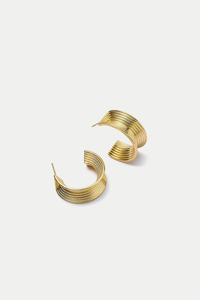 Daisy London Gold Plate Polly Sayer Chunky Tidal Hoops Earrings 