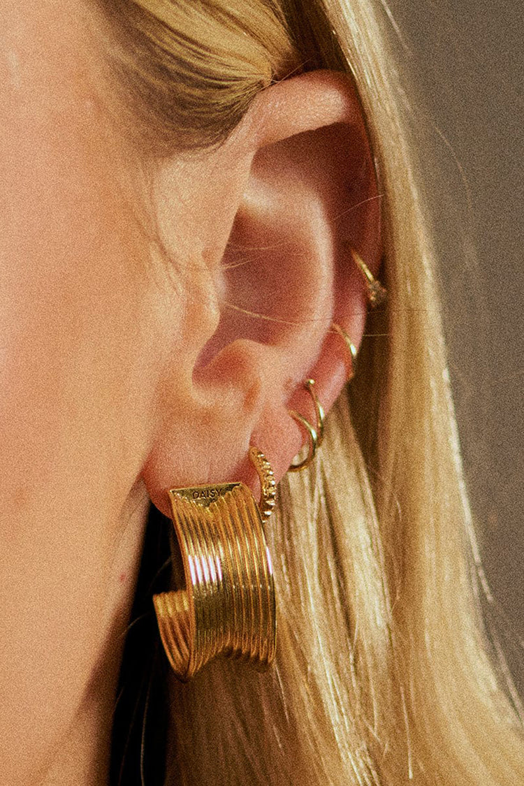 Daisy London Gold Plate Polly Sayer Chunky Tidal Hoops Earrings 