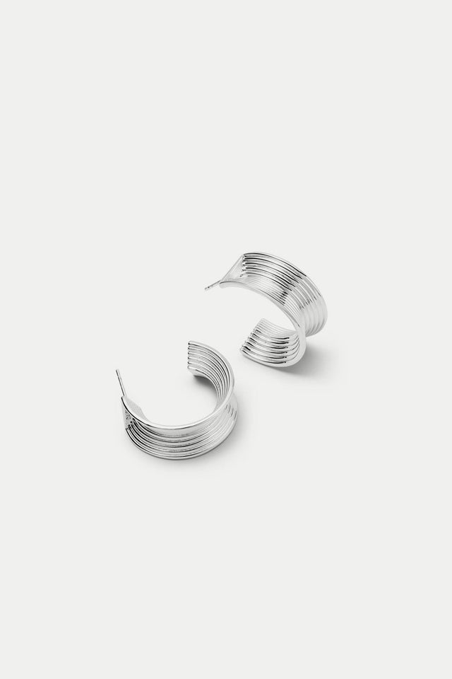 Daisy London Silver Plate Polly Sayer Chunky Tidal Hoops Earrings 